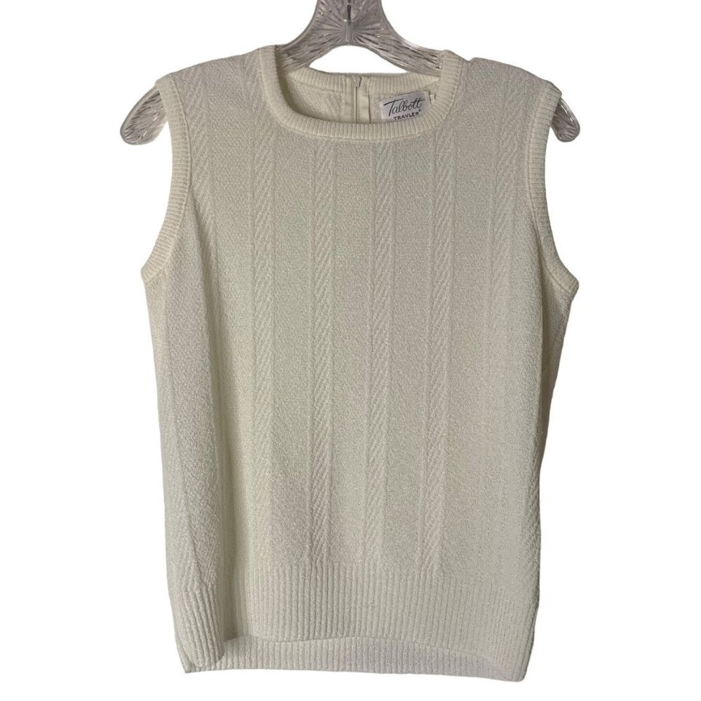 Vintage 60's Talbott Traveler Sleeveless Top Zip Back Ivory Dacron Polyester